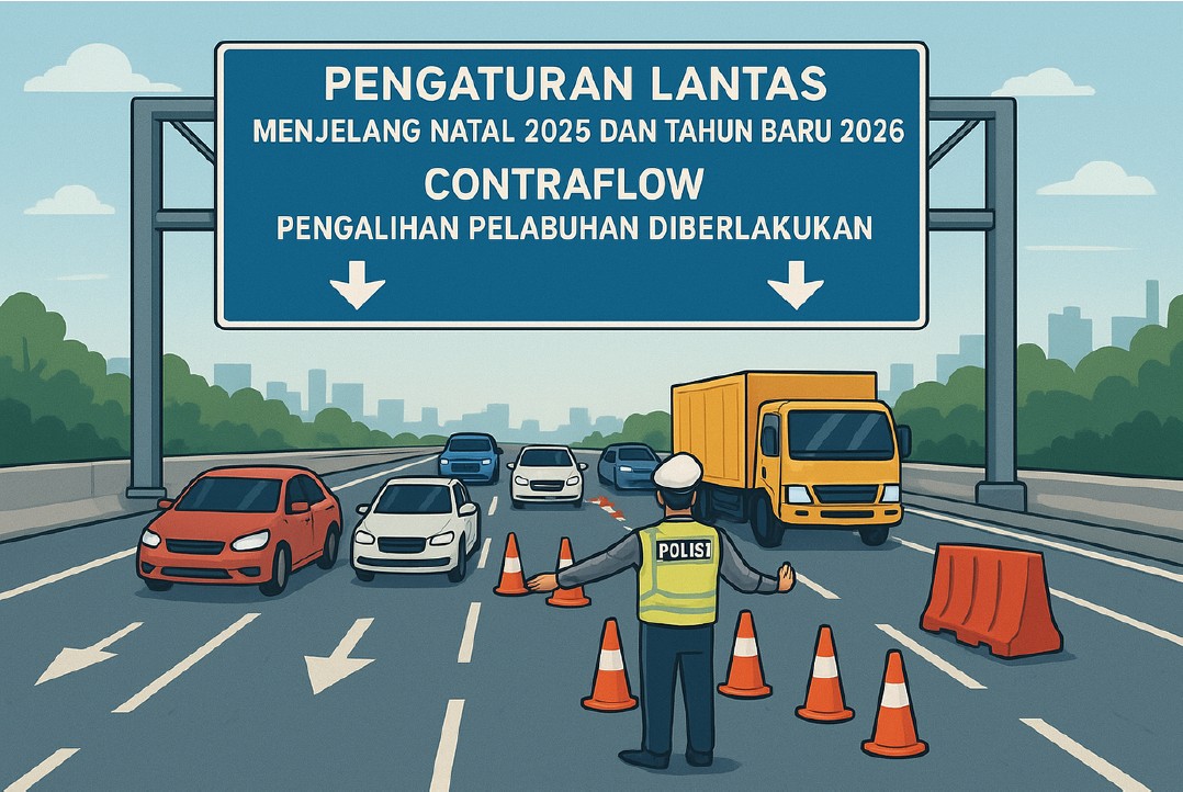 Pengaturan Lantas menjelang Nataru 2025, Contraflow dan Pengalihan Pelabuhan Diberlakukan