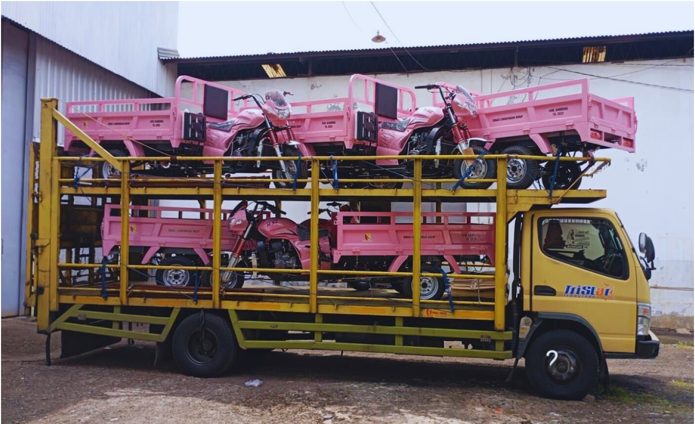 Tristar Logistik Laksanakan Pengiriman Kendaraan Roda Tiga dengan Standar Pengamanan Optimal